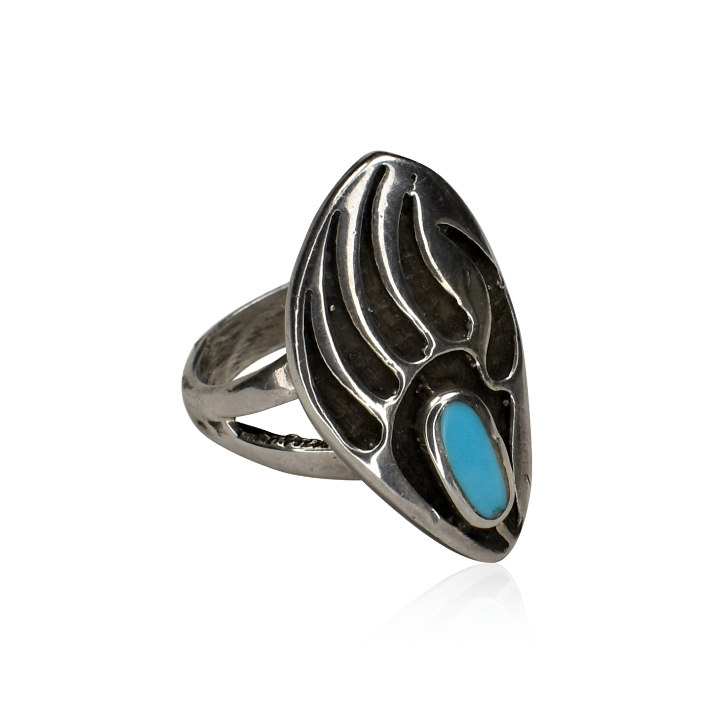 Vintage 1960s Sleeping Beauty Turquoise Bear Claw Ring