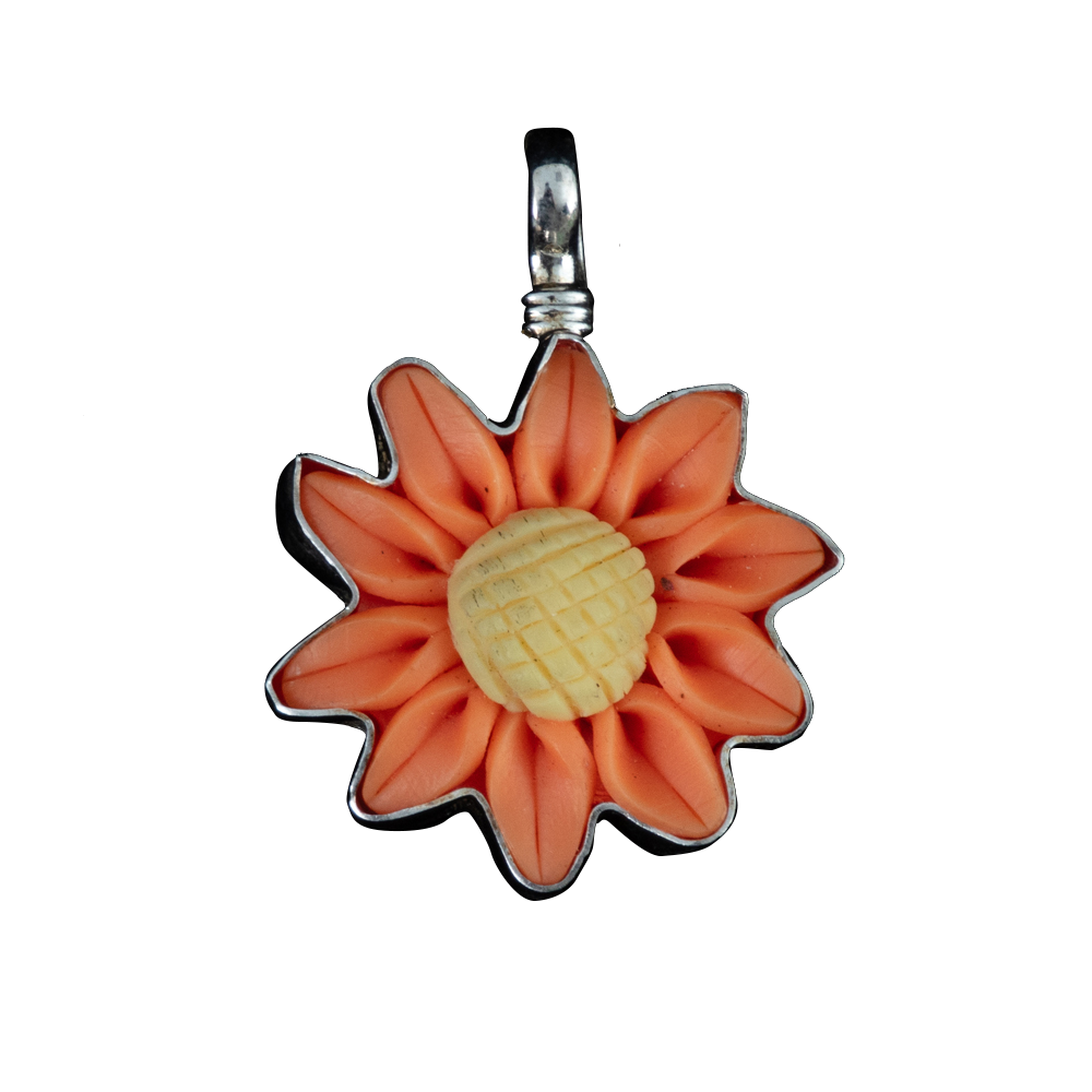 Coreen Cordova Orange Daisy Resin Pendant