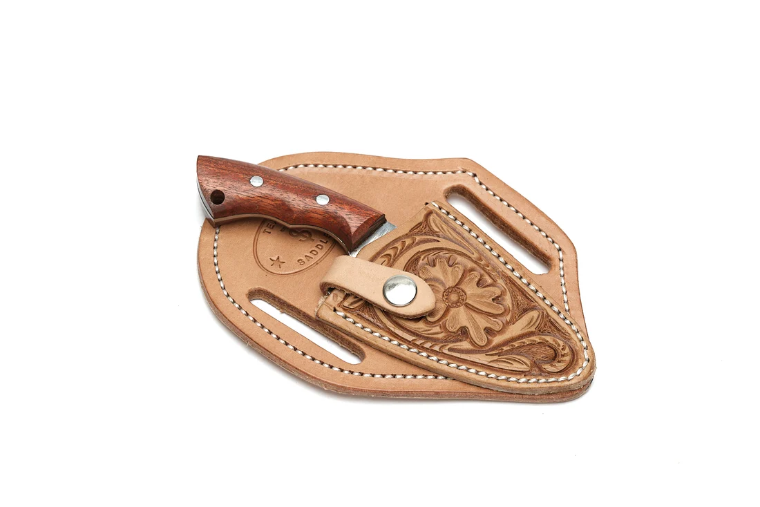 Texas Saddlery Floral Leather Knife Sheath with Knife