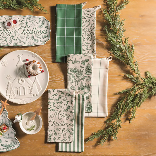 Cotton Chambray Christmas Towel Set