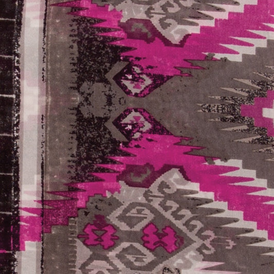 Silver and Pink Aztec #2 Silk Wild Rag