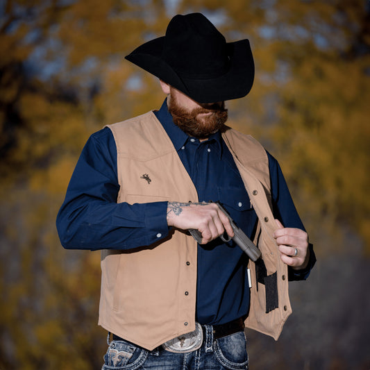 Men's Texas Canvas Concealed Carry Vest - Tan