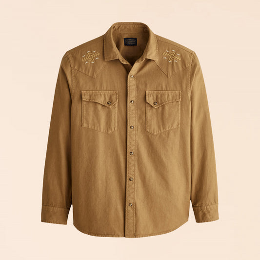 Pendleton Men's Chandler Embroidered Denim Shirt - Tan