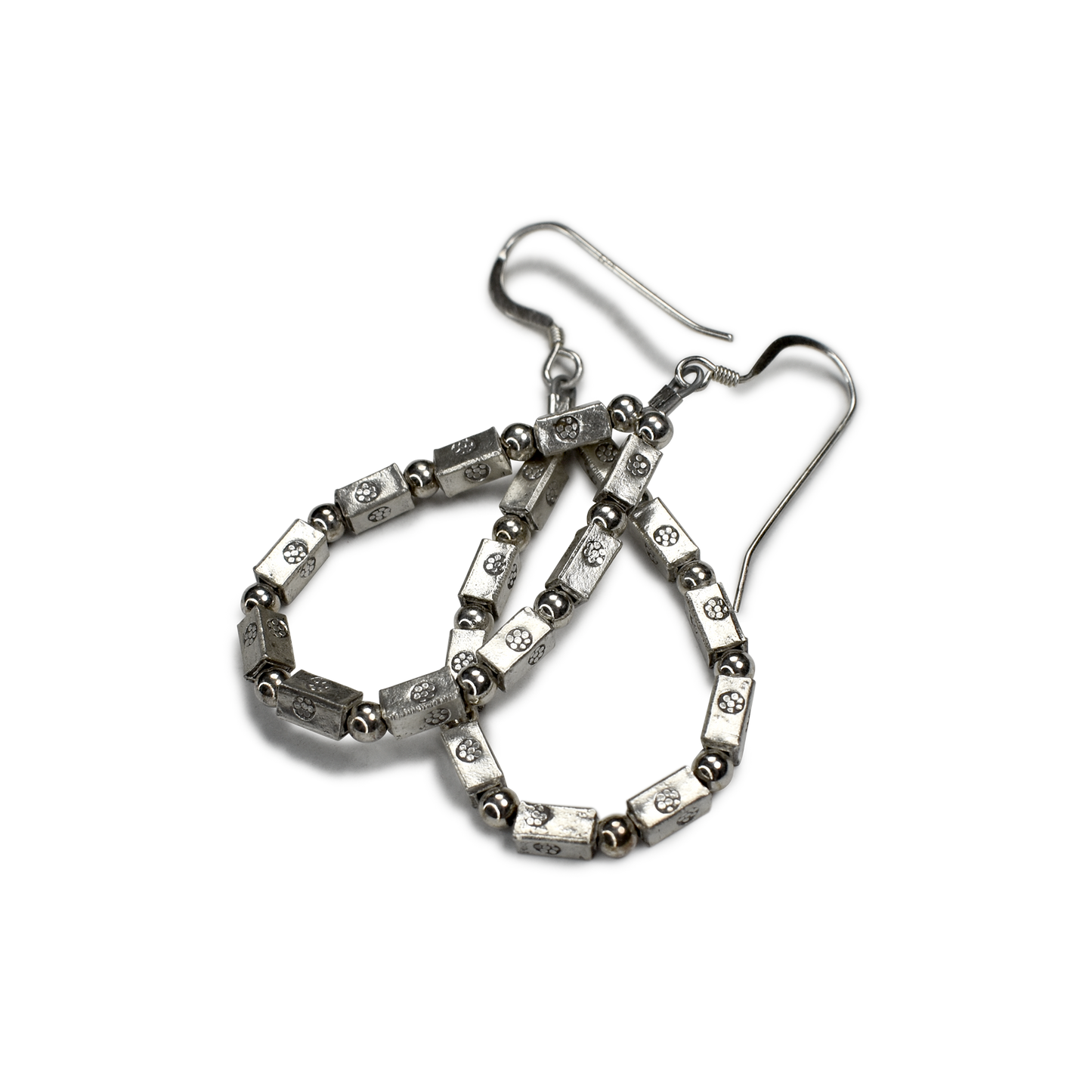 Fine Silver Loop Earrings with Karen Hill Tribe Bloom Bars