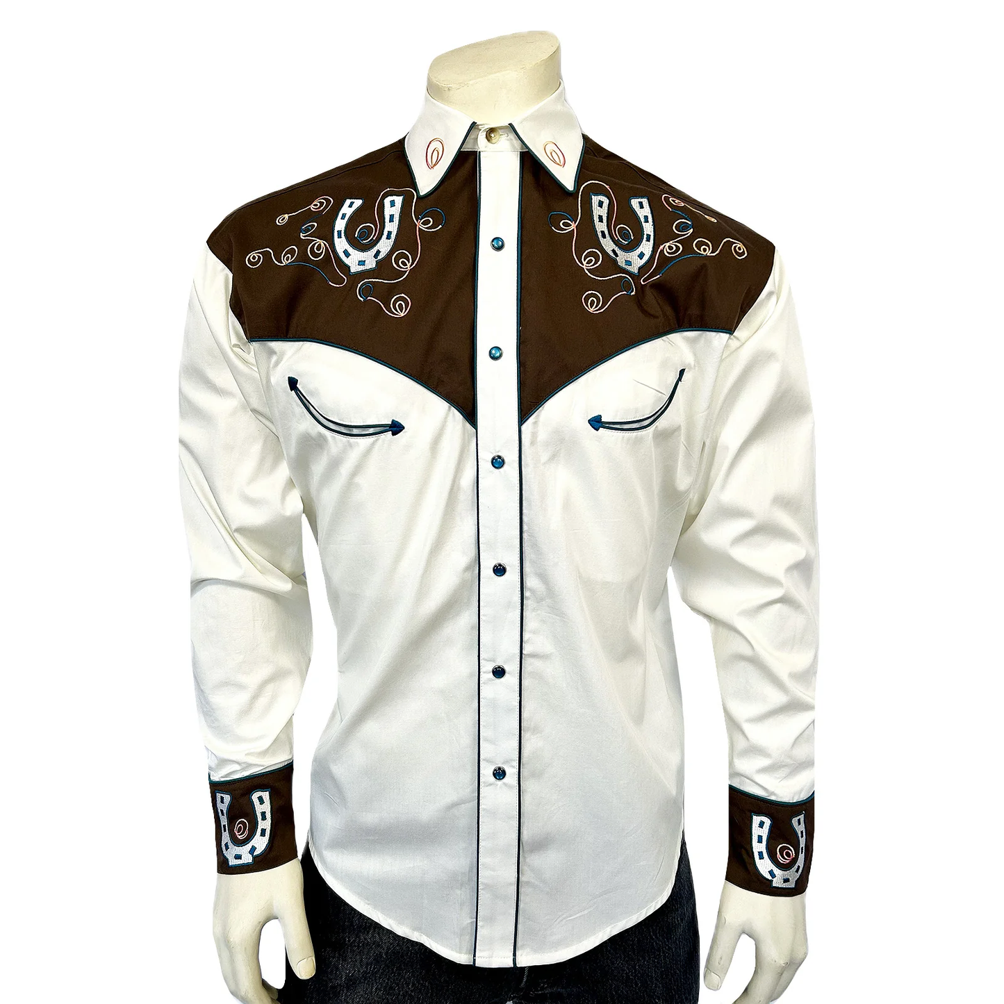Rockmount Men's Vintage Two-Tone Horseshoe Embroidered Western Shirt