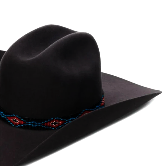 Beaded Black & Red Stretch Hatband