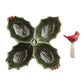 Holly Leaf Sectioned Serving Dish with Cardinal Spreader