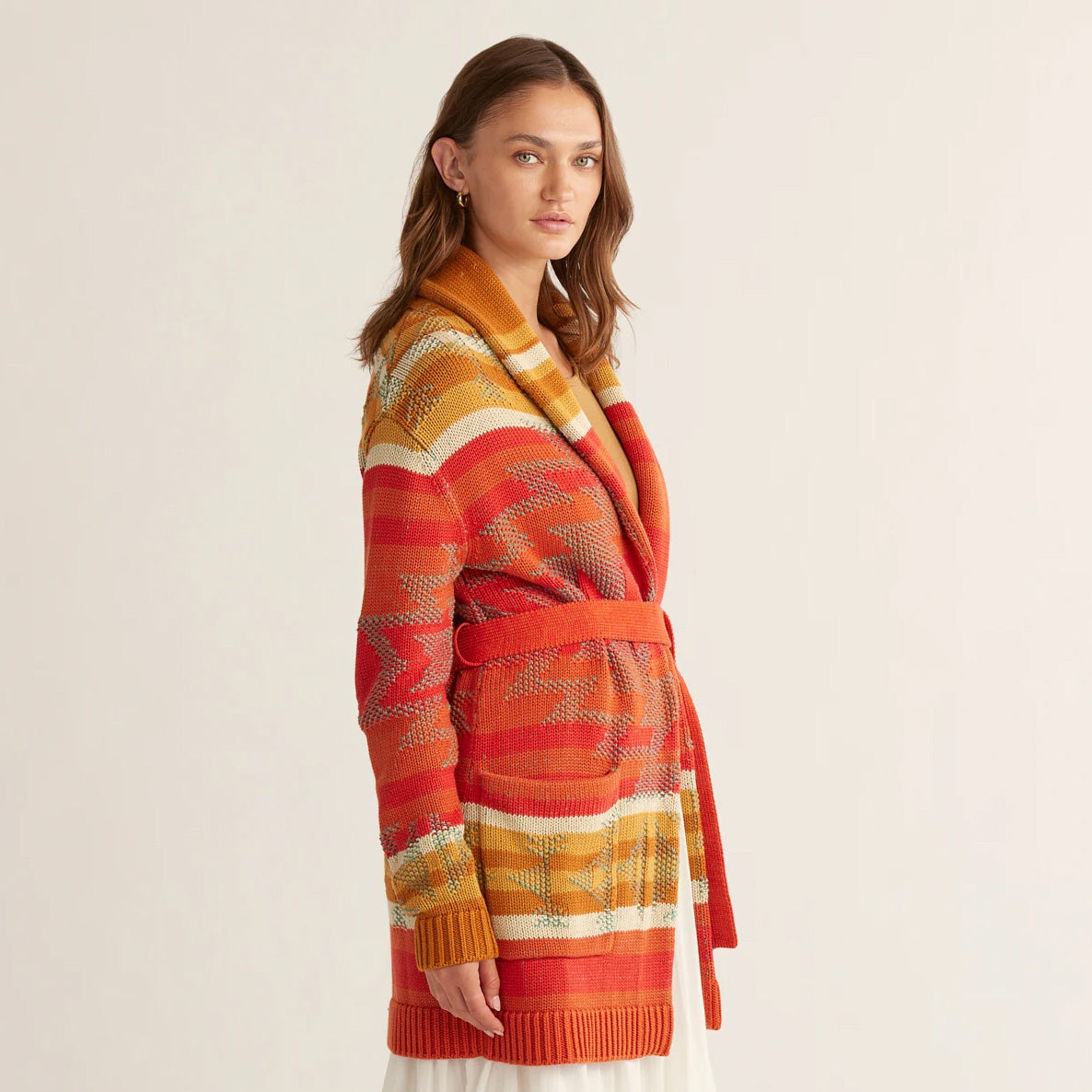 Pendleton Women's Monterey Belted Cardigan - Red/Aqua