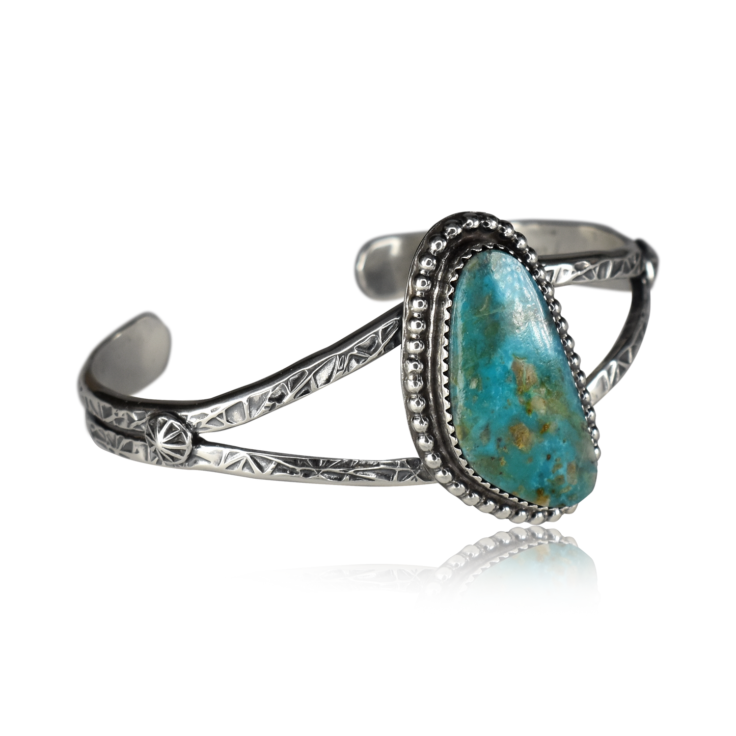 Kingman Turquoise Stamped Cuff by Travis Teller