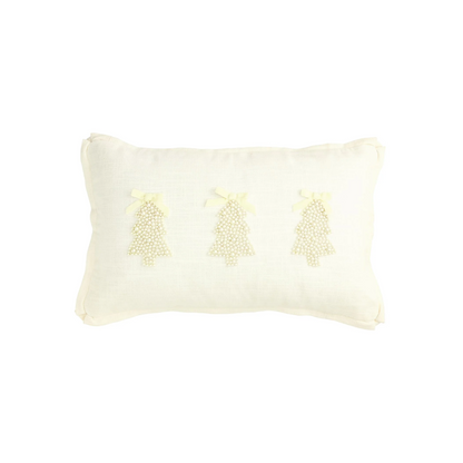 White Christmas Pearl Beaded Pillows