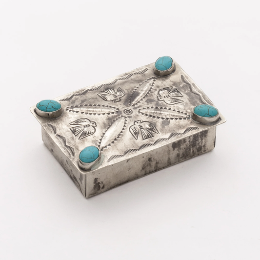 Stamped Repousse Box with Turquoise