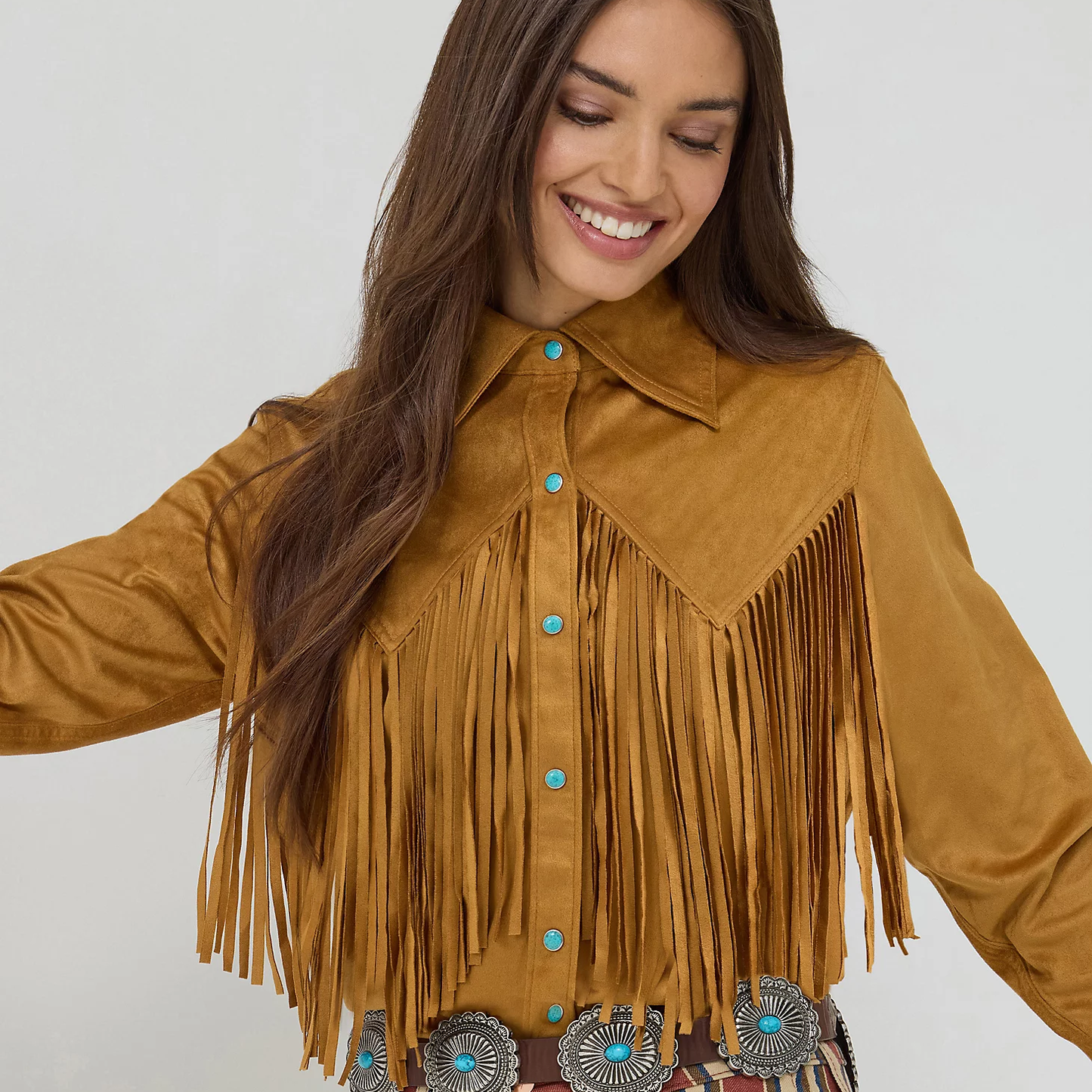 Wrangler x Lainey Wilson Fringe Snap Shirt - Bone Brown