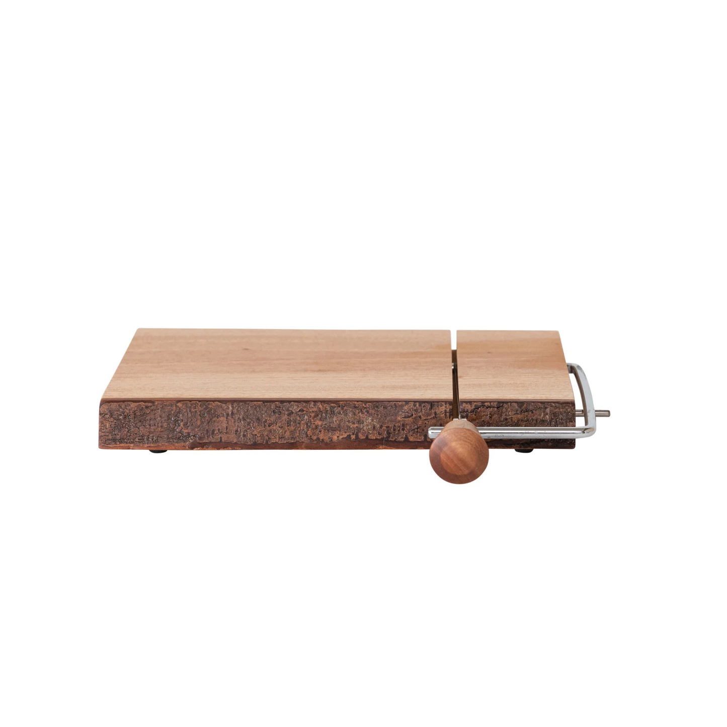 Mahogany Wood & Stainless Steel Cheese Slicer with Bark Edge