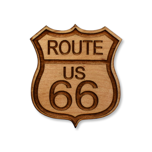 Wooden Route 66 Shield Magnet