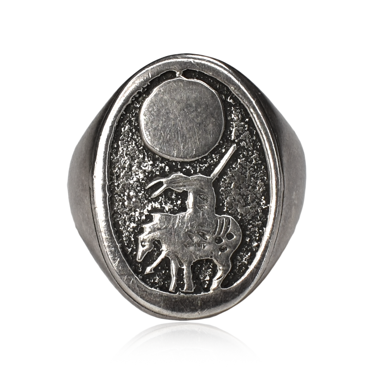 End of the Trail Ring Sterling Silver Vintage Signet Ring by Gibson Gene