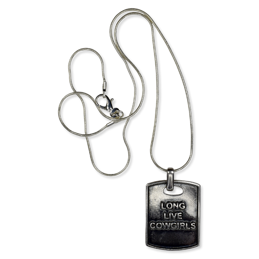Long Live Cowgirls Sterling Silver Dog Tag Pendant Necklace by Doug Moore