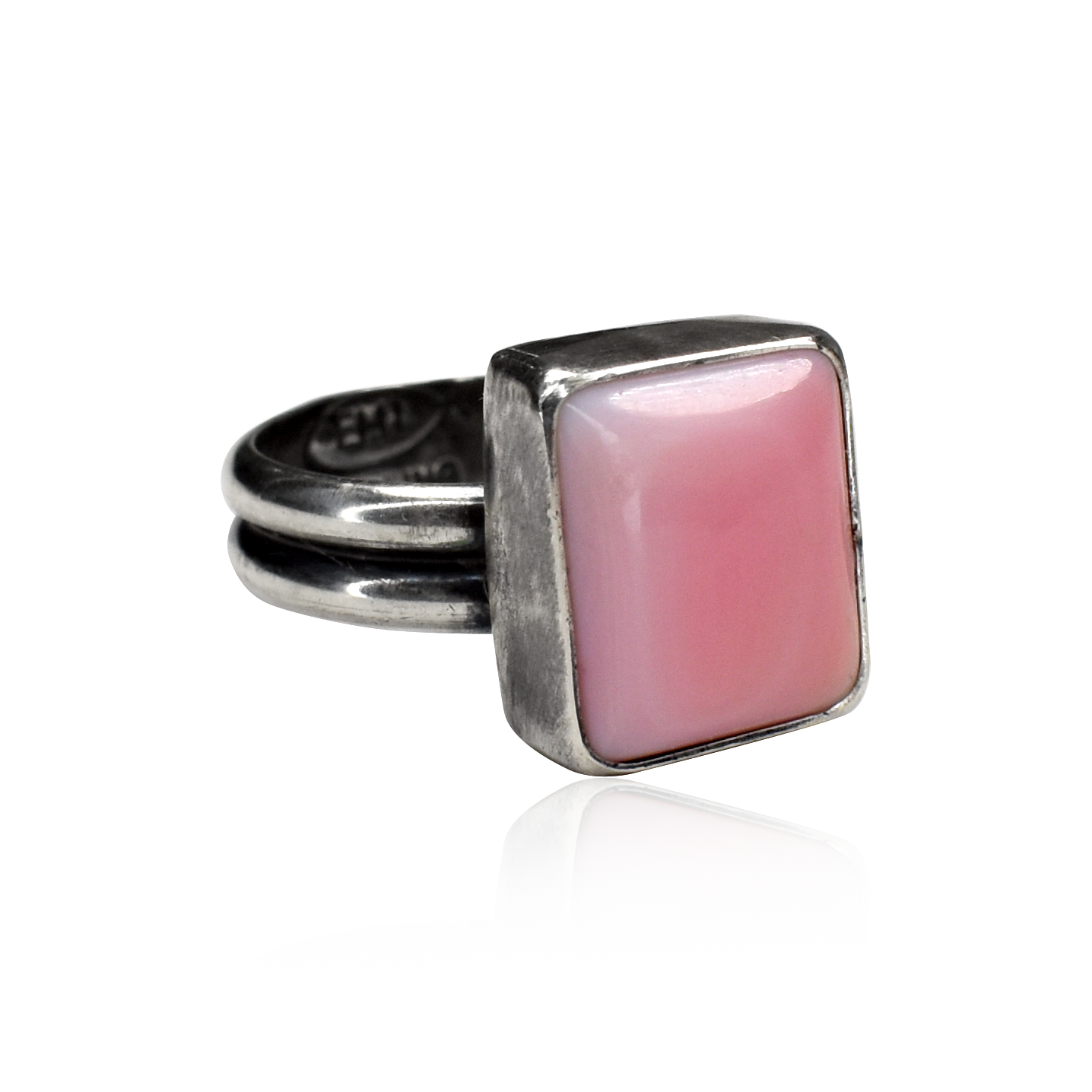Small Square Pink Conch Shell Ring by Teller Indian Jewelry