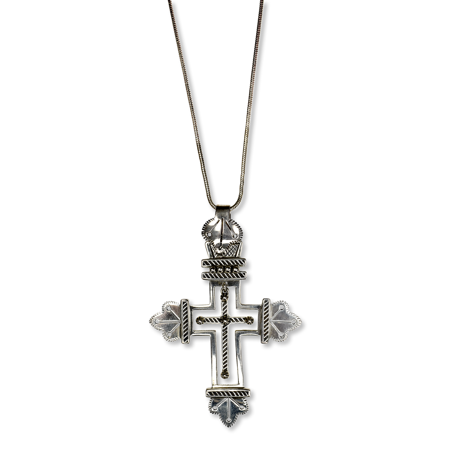 Articulated Budded Cross Pendant with Chain by Michael Thompson