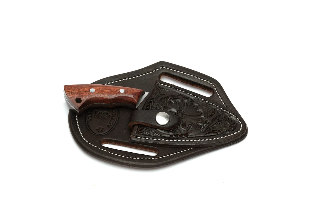 Texas Saddlery Floral Leather Knife Sheath with Knife