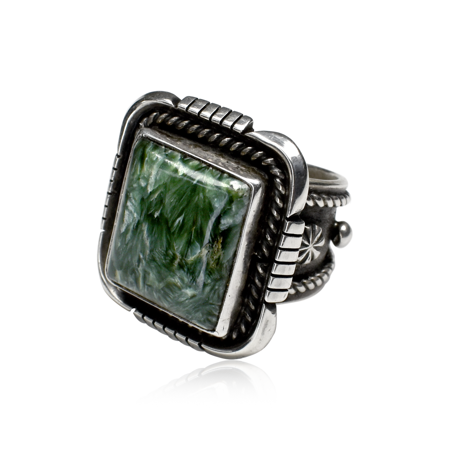Square Seraphinite Ring by Brenda Jiminez