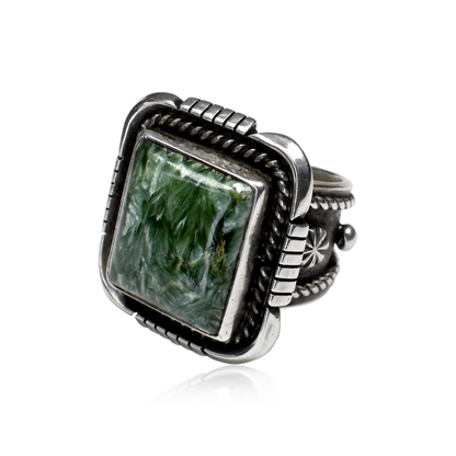 Square Seraphinite Ring by Brenda Jiminez