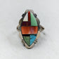 Multi-Stone Channel Inlay Marquise Ring with Etched Border