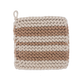 Tan Stripe Cotton Crochet Pot Holder, Set of 4