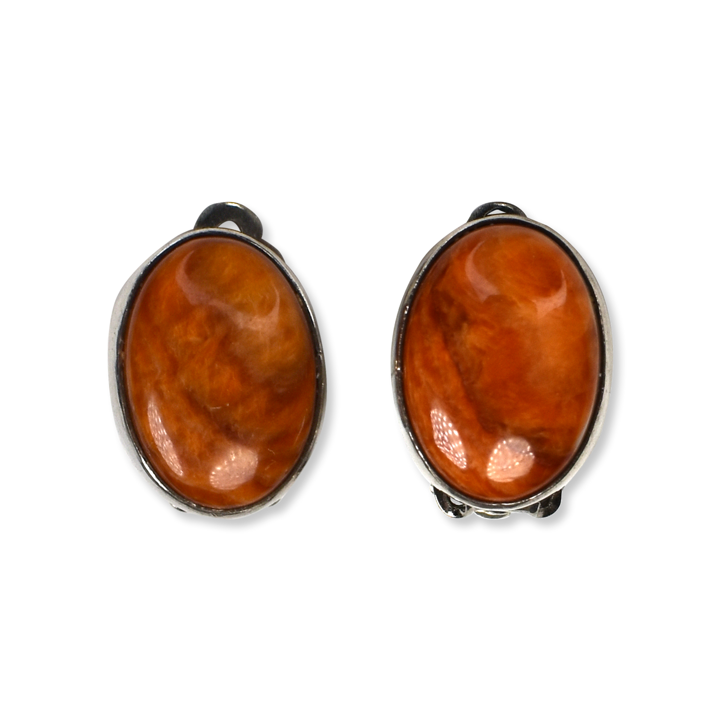 Spiny Oyster Oval Clip-on Earrings by Ruth Ann Begay