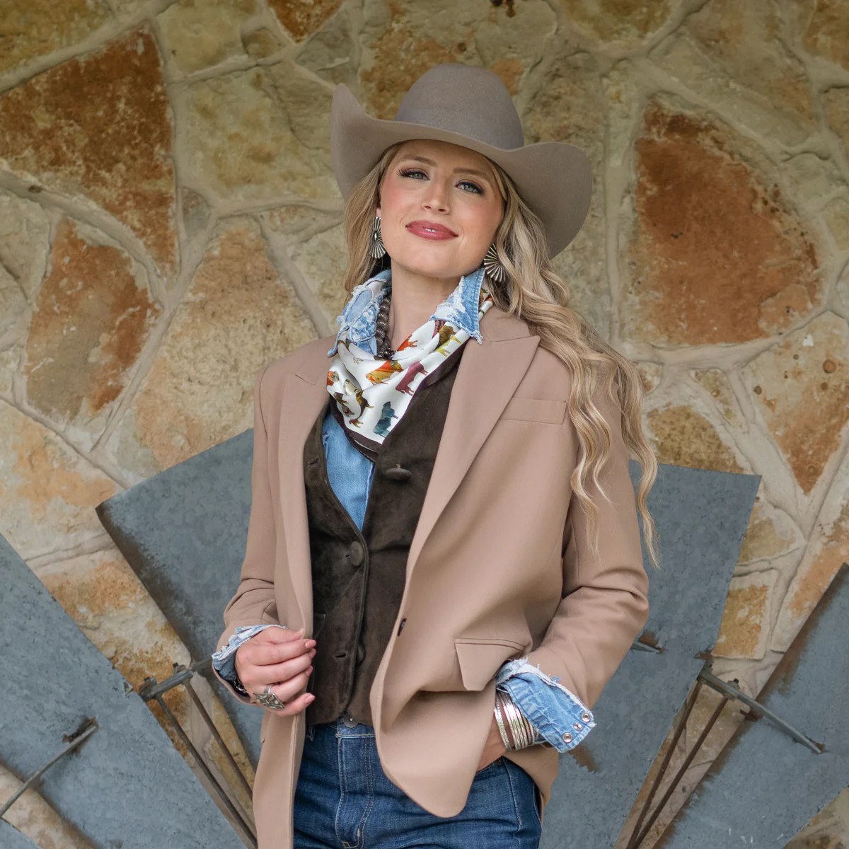 Fringe "Big Pasture" by Dolan Geiman Silk Wild Rag