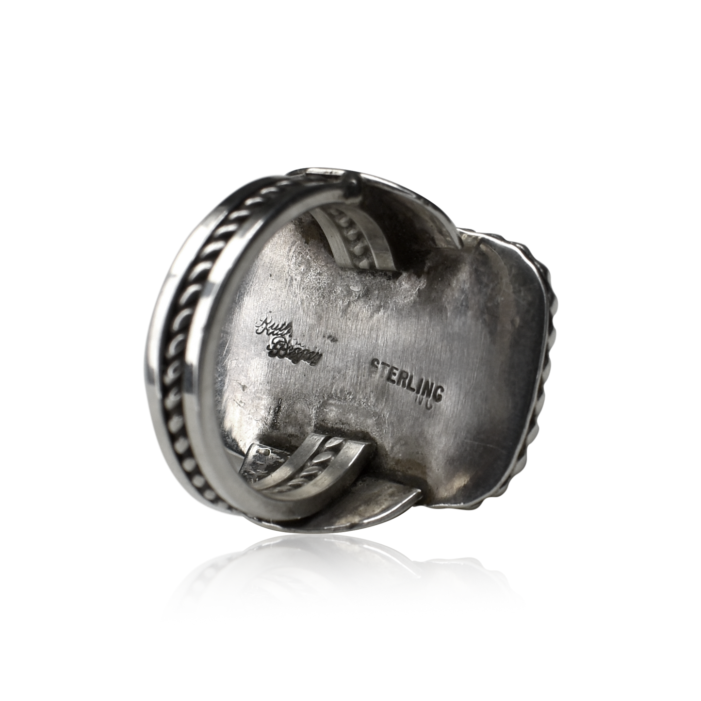 Stormline Kingman Turquoise Rectangular Ring by Ruth Ann Begay