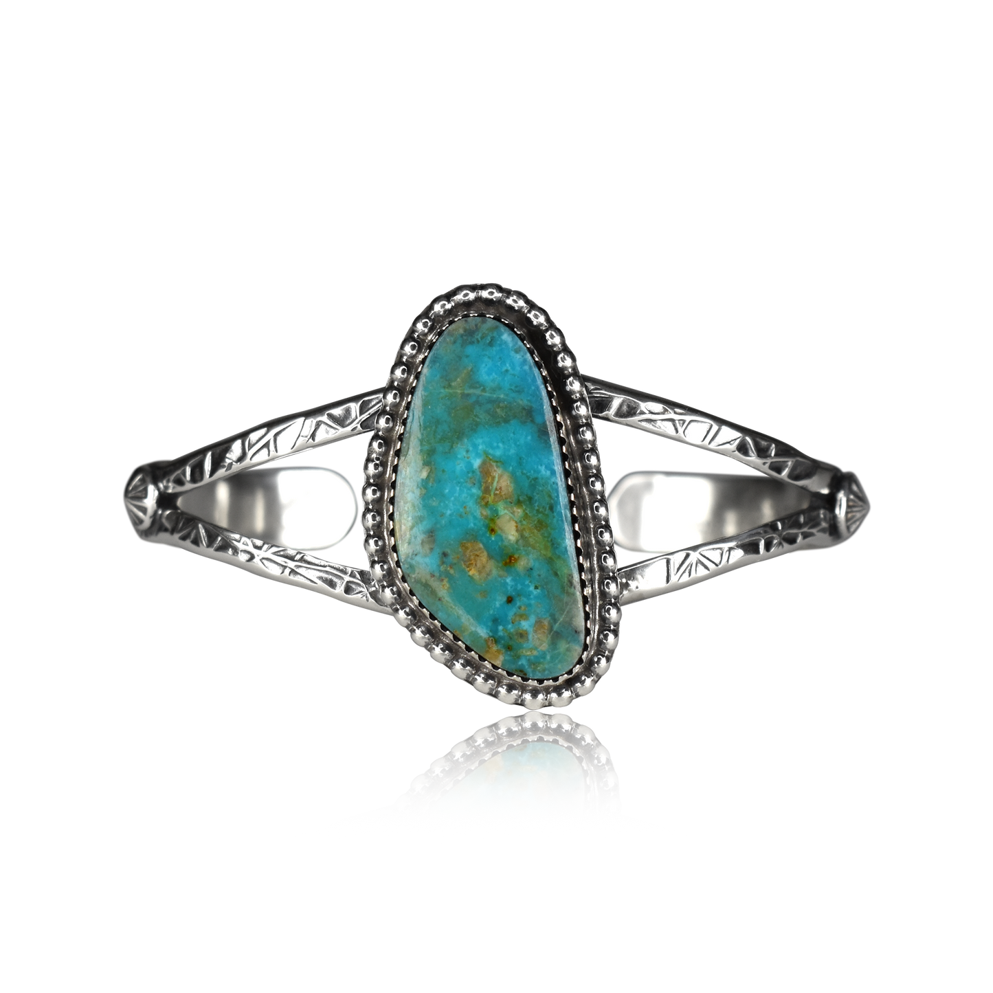 Kingman Turquoise Stamped Cuff by Travis Teller