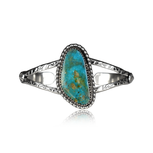 Kingman Turquoise Stamped Cuff by Travis Teller