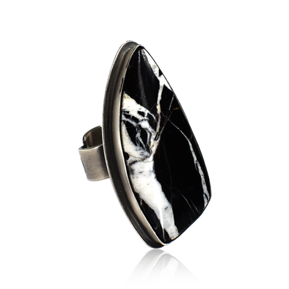 Midnight Storm White Buffalo Ring by Greg Platero