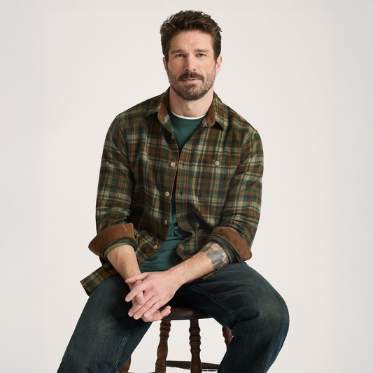 Pendleton Men's Plaid Cotton Fremont Flannel Shirt - Olive Rust Plaid