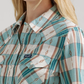 Wrangler Women's Plaid Slim Western Snap Shirt - Sky Blue