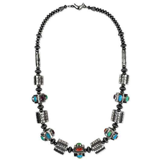 Skywalker Relic Spiny Oyster & Turquoise Barrel Bead Necklace by Teller Indian Jewelry