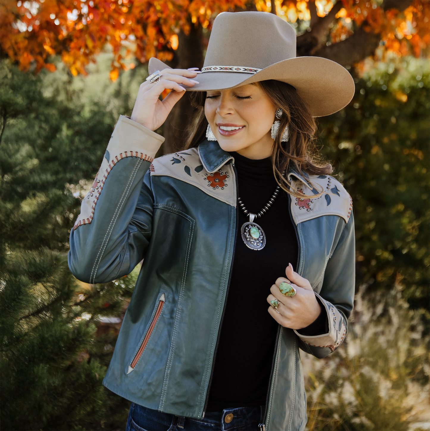 Women's Scully Trailflower Whipstitch Leather Jacket