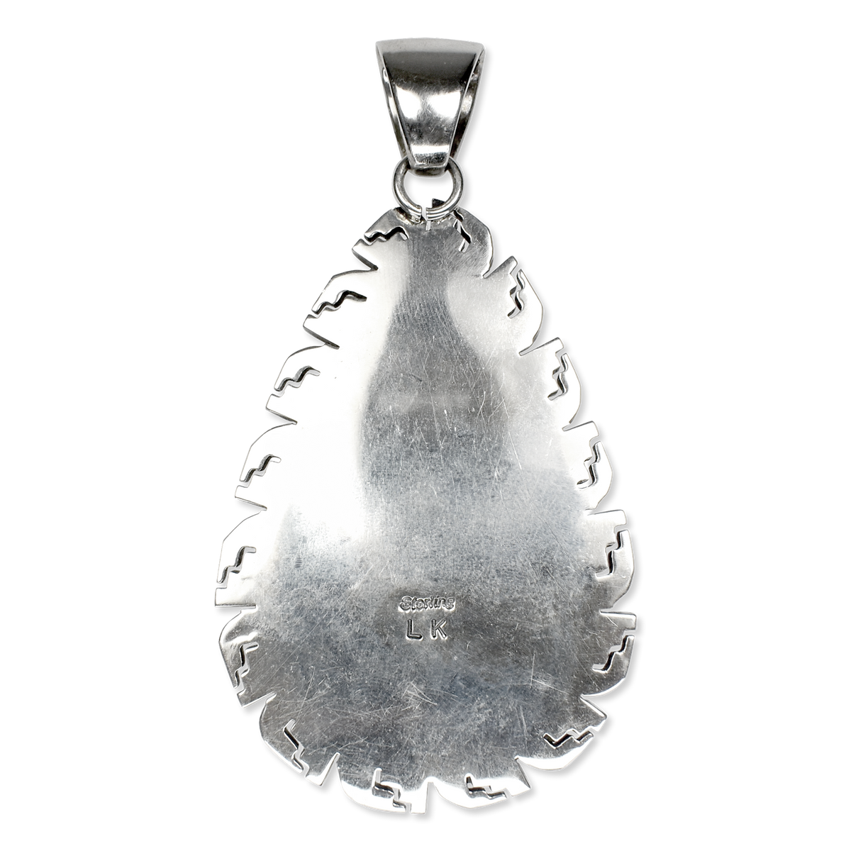 Bumblebee Jasper Teardrop Pendant with Geometric Tooled Silver Border