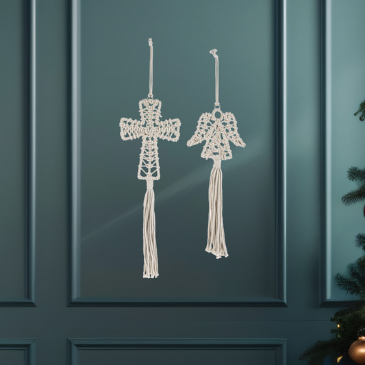 White Macrame Tassel Ornaments