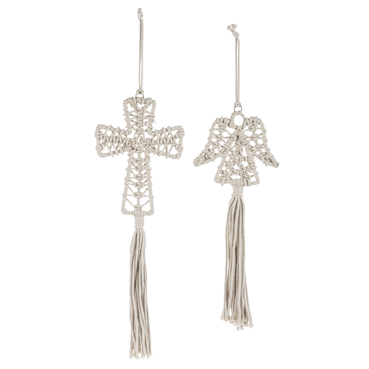 White Macrame Tassel Ornaments