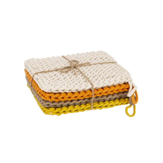 Autumn Cotton Crochet Pot Holders, Set of 4