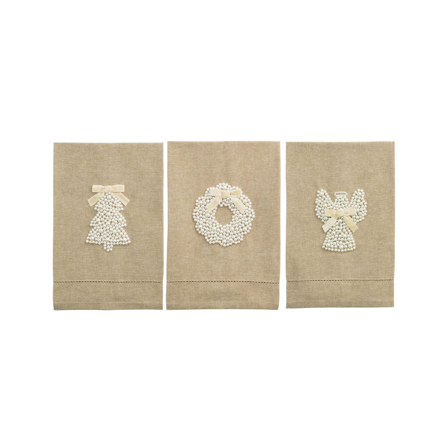 White Christmas Pearl Tea Towels
