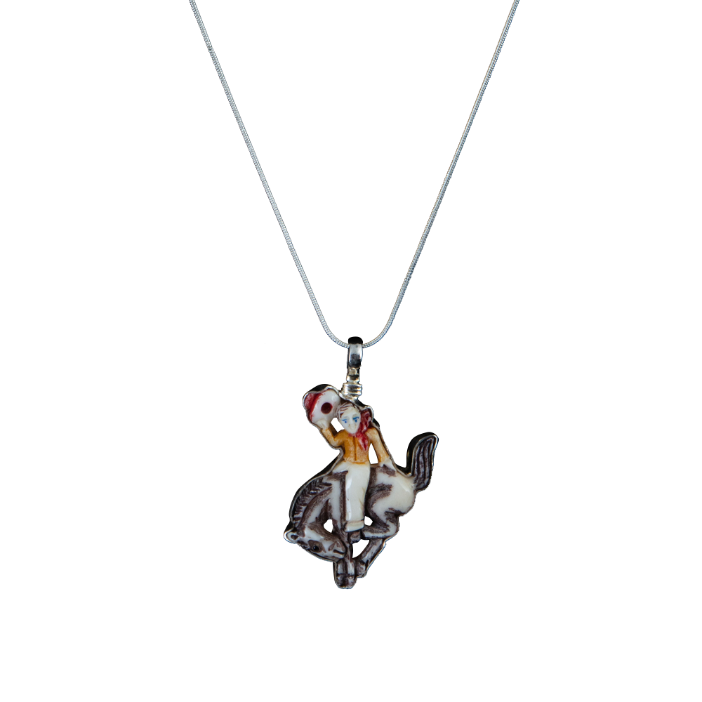 Coreen Cordova Small "Bucking Bronco Cowboy" Bone Pendant