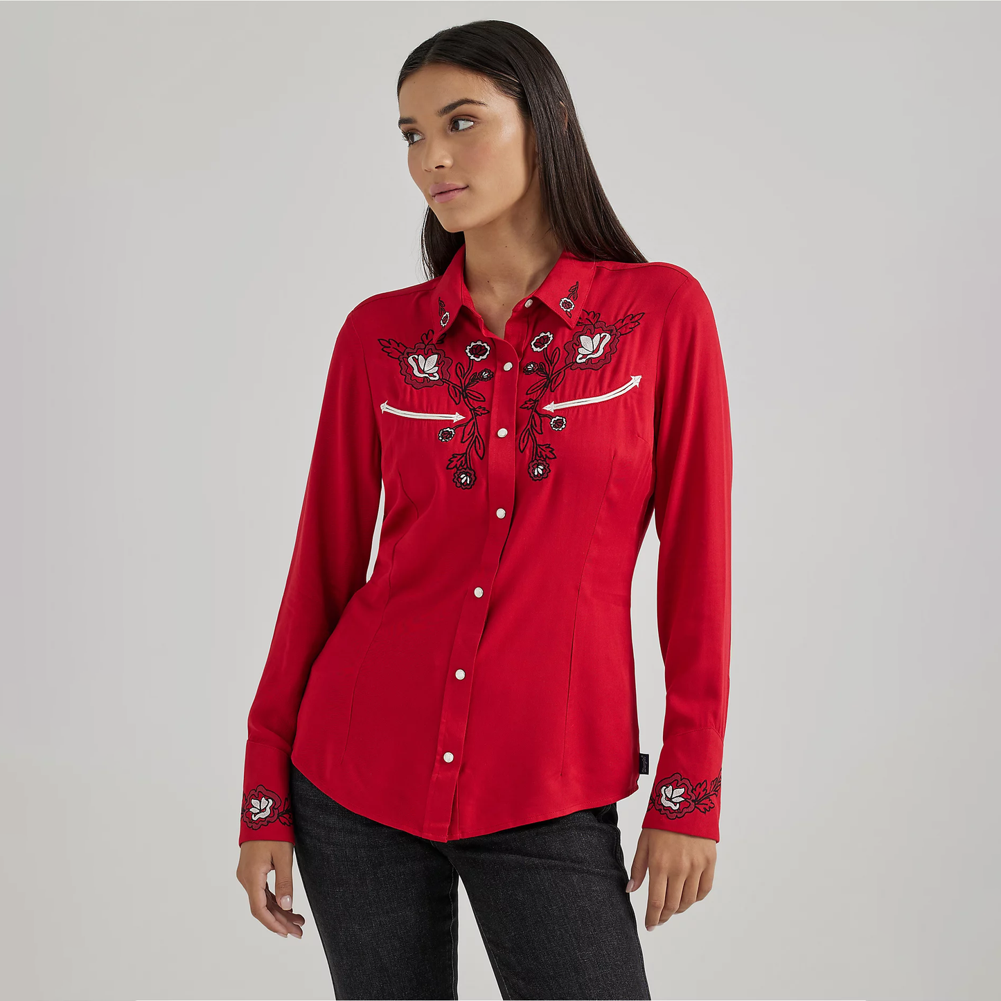 Wrangler Women's Embroidered Western Yoke Shirt - Siren Red