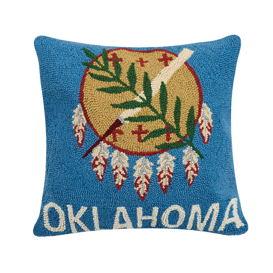 Full Color Square Oklahoma Flag Hook Pillow