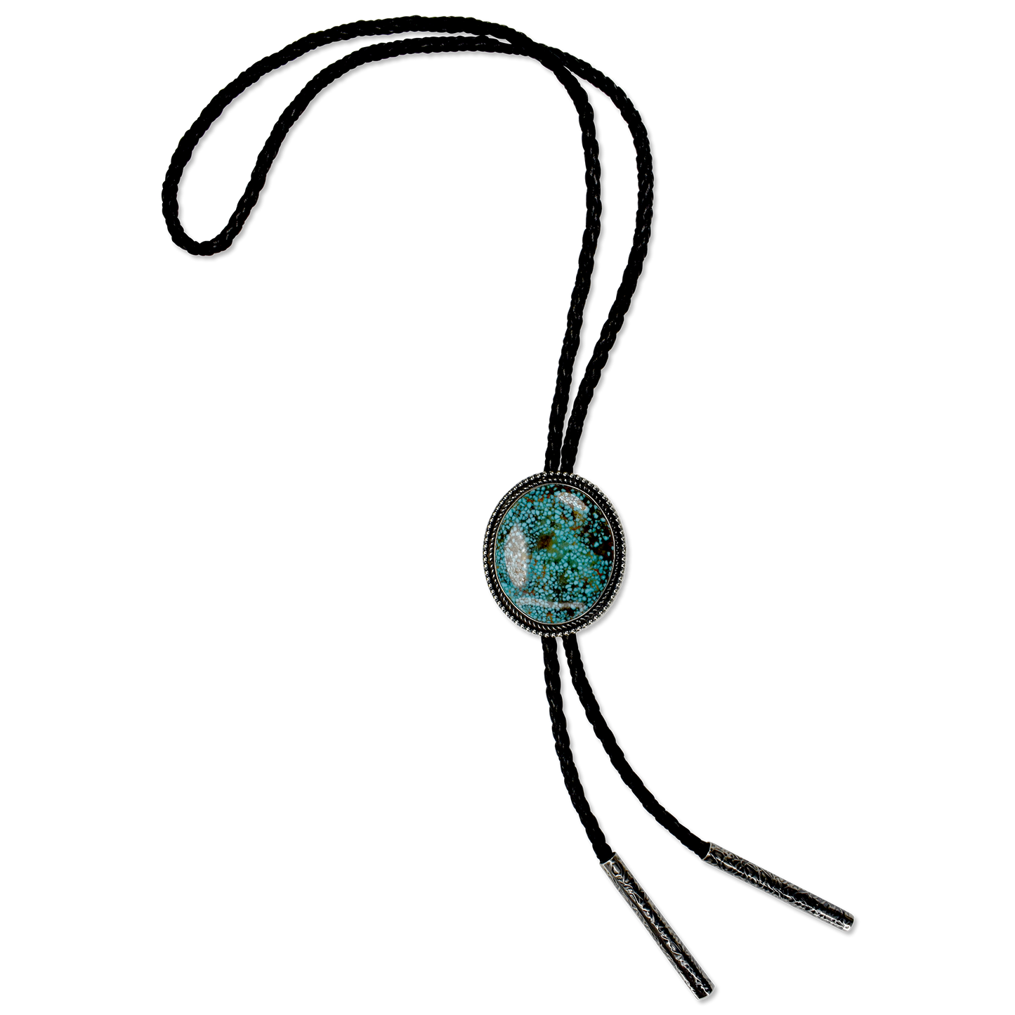 Kingman Turquoise Oval Beaded Border Bolo by Travis Teller