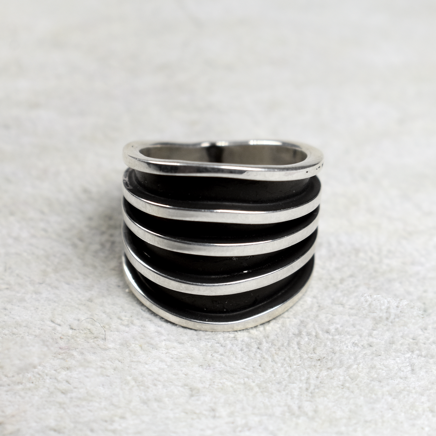 Sterling Silver Five Strand Flared Cuff Ring by Tom Hawk