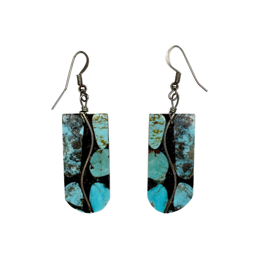 Butterfly Cut Turquoise Slab Earrings by Marcella Castillo