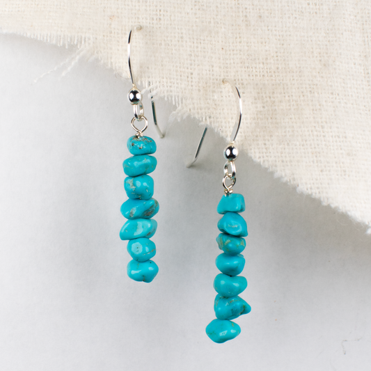 Seven Stone Sleeping Beauty Turquoise Drop Earrings