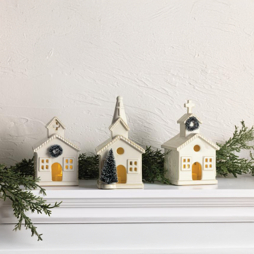 Milk Glaze Stoneware Church Sitters